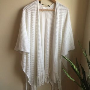 NWOT White Shawl w/ Fringe